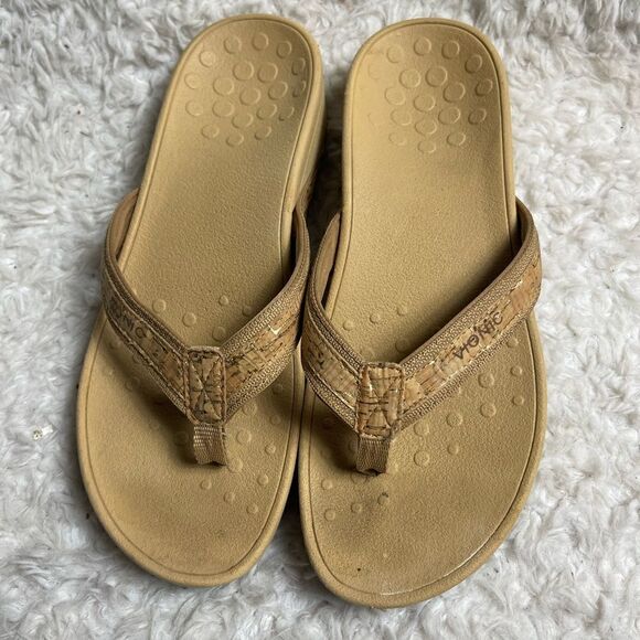 VIONIC High Tide Orthotic tan cork Flip Flop Wedge Thong Sandals Women S… - Picture 3 of 10
